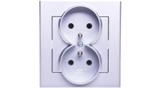 SONATA Gniazdo podwójne z/u srebro mat GP-2RZ/38