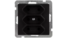 SONATA Gniazdo potrójne b/u 2,5A EURO czarny metalik GP-3R/m/33