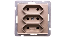 SONATA Gniazdo potrójne b/u 2,5A EURO szampański złoty GP-3R/m/39