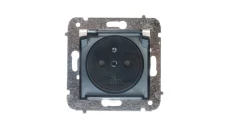 CARLA Gniazdo pojedyncze z/u IP44 z klapką transparentną i przesłonami srebrne 1766-16