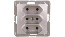 IMPRESJA Gniazdo potrójne b/u 2,5A EURO srebro GP-3Y/m/18