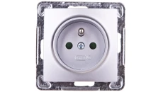 IMPRESJA Gniazdo pojedyncze z/u z przesłonami srebrne GP-1YZP/m/18