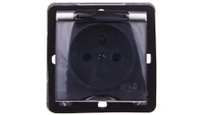 IMPRESJA Gniazdo bryzgoszczelne z/u IP44 z przesłonami klapka przezroczysta srebrne GPH-1YZP/m/18/d