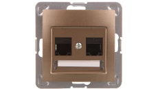 IMPRESJA Gniazdo komputerowe podwójne RJ45 kat.5e MMC złoty metalik GPK-2Y/K/m/28