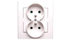 SONATA Gniazdo podwójne z/u z przesłonami ecru GP-2RZP/27