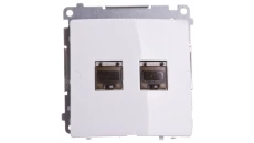 Simon Basic Gniazdo komputerowe podwójne 2xRJ45 kat.6 ekranowane z przesłoną białe BM62E.01/11