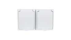 FALA Gniazdo hermetyczne podwójne z/u Schuko IP44 klapka biała GNH-2HS/00/w