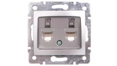 DOMO Gniazdo komputerowe podwójne niezależne 2x RJ45Cat 6 Jack srebrne 011420043 24874