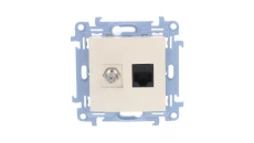 Simon 10 Gniazdo antenowe + komputerowe typu F + RJ45 kat.5e krem CASFRJ455.01/41