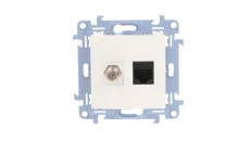 KONTAKT-SIMON 10 Gniazdo antenowe F + komputerowe RJ45 biały mat
