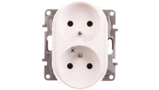 NILOE Gniazdo podwójne z/u do ramek wielokrotnych z przesłonami białe 764542