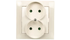 IMPRESJA Gniazdo podwójne b/u z przesłonami ecru GP-2YP/27