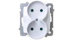 KARO Gniazdo podwójne b/u z przesłonami białe GP-2SRP/m/00