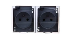 FALA Gniazdo hermetyczne podwójne z/u IP44 z przesłonami klapka przezroczysta białe GNH-2HZP/00/d