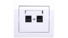 KIER Gniazdo komputerowe podwójne 2xRJ45 kat.5e białe GPK-2W/K/00