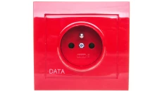 KIER Gniazdo pojedyncze z/u DATA z przesłonami czerwone GP-1WZDP/22