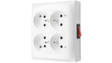 Aquaclick gniazdo NT 4-krotnie z wyłącznikiem biały