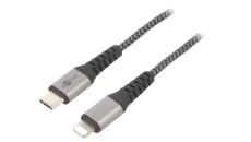 Kabel Lightning na USB-C tekstylny z metalowymi wtyczkami (srebrny) 0,5 m 49270