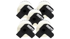 Taśma 5x DK22205 do drukarki Brother QL 62mm x 30,48mm biała taśma czarny nadruk