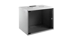 Szafa wisząca RACK 19 9U 400mm szara drzwi szklane SOHO-BOX MIRSAN