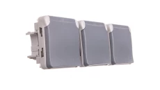 PLEXO55 Gniazdo potrójne poziome z/u szare 069564