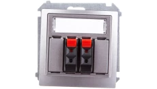 Simon Basic Gniazdo głośnikowe podwójne z polem opisowym stal inox BMGL3.01/21