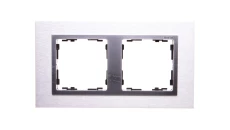 Simon 82 Ramka podwójna metalowa inox mat/ ramka pośrednia aluminium mat 82927-34