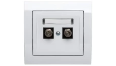 KIER Gniazdo antenowe podwójne typu F białe GPA-2WF/00