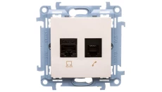Simon 10 Gniazdo teleinformatyczne RJ45+RJ12 kat.5e kremowe C5T.01/41