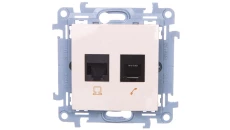 Simon 10 Gniazdo RJ45 kat 6 + gniazdo telefoniczne RJ12 kremowe C6T.01/41
