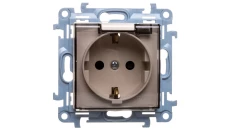 Simon 10 Gniazdo pojedyncze SCHUKO z uszczelką z przesłonami klapką tran. kremowe 16A 250V IP44 CGSZ1BZ.01/41