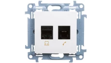 Simon 10 Gniazdo teleinformatyczne RJ45+RJ12 kat.5e białe C5T.01/11