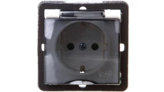 IMPRESJA Gniazdo bryzgoszczelne z/u Schuko IP44 z przesłonami klapka przezroczyste ecrue GPH-1YSP/m/27/d