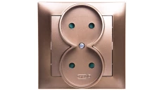 IMPRESJA Gniazdo podwójne b/u z przesłonami złoty metalik GP-2YP/28