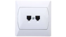 AKCENT Gniazdo telefoniczne podwójne RJ11 równoległe białe GPT-2AR/00