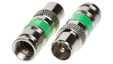 Wtyk antenowy IEC TV kompresyjny zielony MASTER na przewód Triset-113 TC6 Trishield 3SH75 RG6