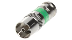 Gniazdo antenowe IEC TV kompresyjne zielone MASTER na przewód Triset-113 TC6 Trishield 3SH75 RG6