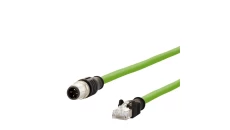 METZ CONNECT Kabel połączeniowy M12 męski-RJ45 męski, 4-biegunowy z kodem D, prosty, łańcuch nadążny, moment obrotowy, 5 m