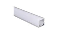 Profil LED kątowy kwadrat anod. aluminium 2m z kloszem, zaślepkami i uchwytami, dla taśm do 10mm