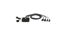 Przełącznik KVM 2-portowy Switch 2x (wtyki USB + HDMI) / gniazda 2xUSB + HDMI czarny 1,2m ATEN CS22HF