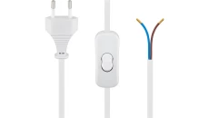 Kabel zasilający Euro z otwartymi końcówkami i z wyłącznikiem 1,5m biały 51349