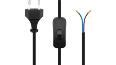 Kabel zasilający Euro z otwartymi końcówkami i z wyłącznikiem 1,5m czarny 51350