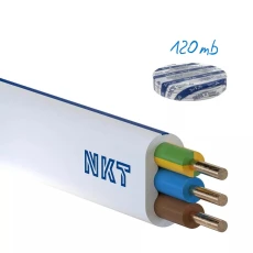 Przewód NKT instal PLUS YDYp 3x1,5 żo biały 450/750 /120m/