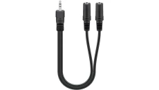 Kabel audio adapter rozdzielacz 3,5mm, 1 wtyk 2 gniazda stereo, czarny 50464