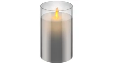 Świeca LED z prawdziwego wosku w szkle, 7,5 x 12,5 cm, szara 60371