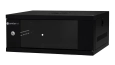 Szafa wisząca lekka niedzielona 19 4U, drzwi blacha/szkło, ściągane osłony boczne, 550×450×230 szer./gł./wys. mm RAL: 9004, w