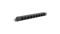 Listwa zasilająca RACK PDU 19 LANBERG 1U 16A 9X SCHUKO 3m czarna