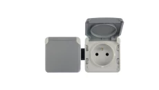 PLEXO55 Gniazdo podwójne poziome z/u 16A szare 069562