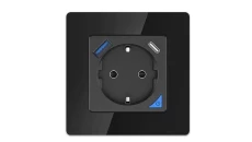 Inteligentne gnizodo SMART LIFE WALL SOCKET OUTLET 230V + SINGLE FRAME WIFI 1xUSB A 1xUSB C czarne EXTRALINK EX.35748