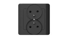 Gniazdo podtynkowe z uziemieniem podwójne, Silva, czarne / 46221